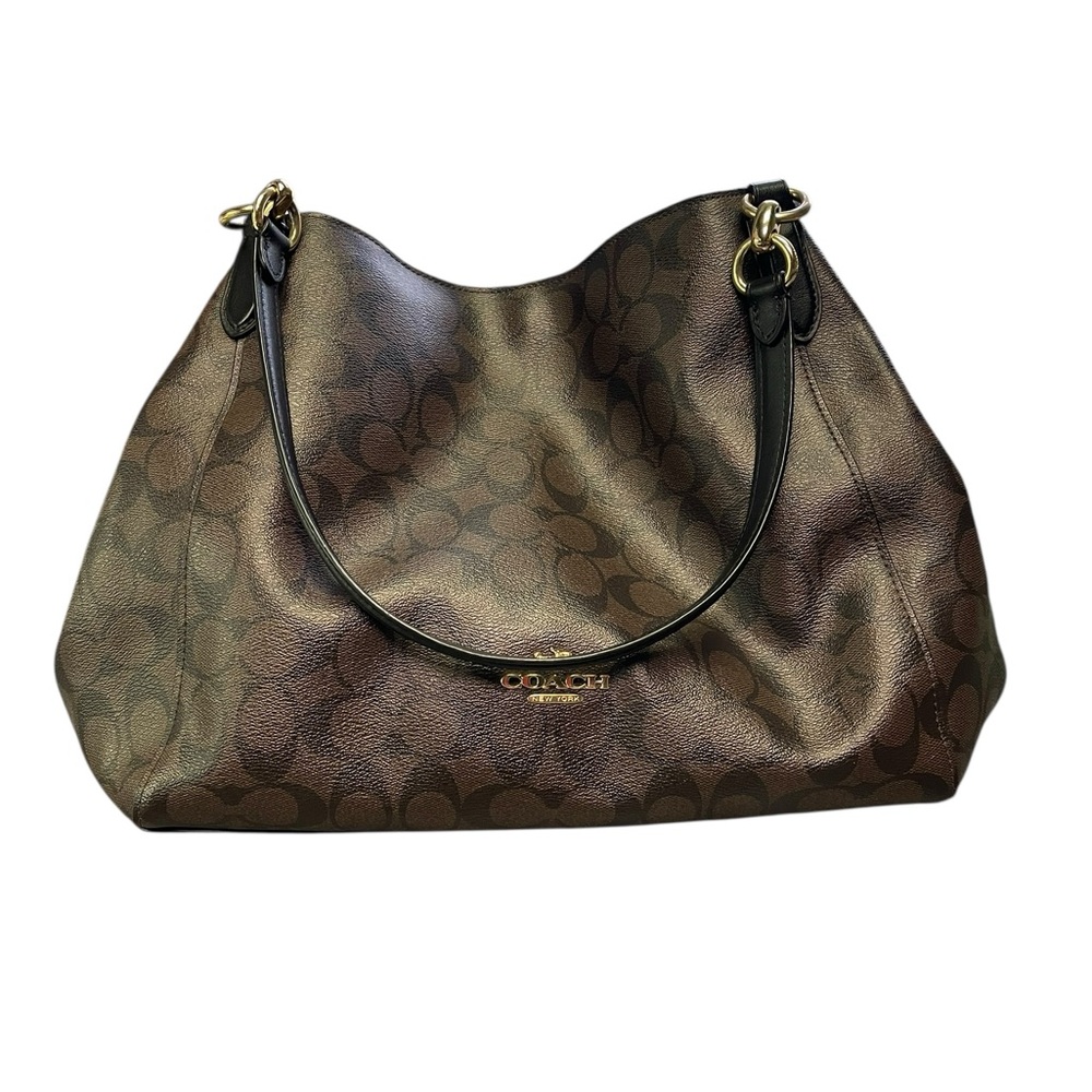 Coach Brown and Black Signature Shoulder Bag 14 X 11”